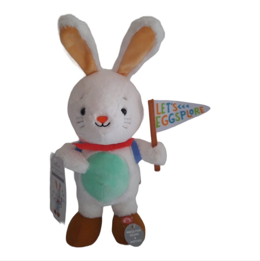 New LET’S EGGSPLORE BUNNY Hallmark PLUSH Sound & Motion Easter Exclusive